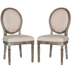 HOLLOWAY 19''H FRENCH BRASSERIE LINEN OVAL SIDE CHAIR, FOX6228G-SET2