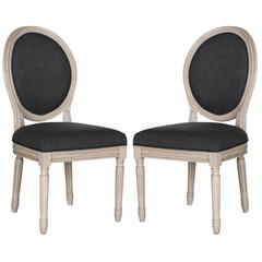 HOLLOWAY 19''H FRENCH BRASSERIE LINEN OVAL SIDE CHAIR, FOX6228K-SET2