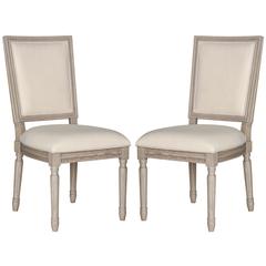 BUCHANAN 19''H FRENCH BRASSERIE LINEN RECT SIDE CHAIR, FOX6229H-SET2