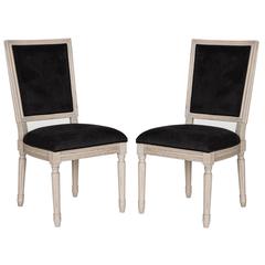 BUCHANAN 19''H FRENCH BRASSERIE VELVET RECT SIDE CHAIR - SILVER NAIL HEADS