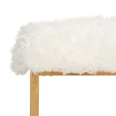 ROWAN CONTEMPORARY GLAM FAUX SHEEPKIN SQUARE OTTOMAN, FOX6288C