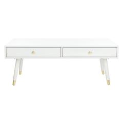 Levinson Gold Cap Coffee Table, White