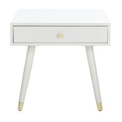 Levinson Gold Cap End Table, White