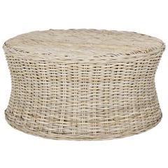 Home Collection Ruxton Natural Rattan Round Coffee Table Ottoman