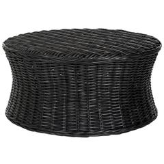 Home Collection Ruxton Black Rattan Round Coffee Table Ottoman