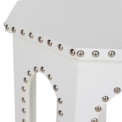 NARA END TABLE WHITE - SILVER NAIL HEADS