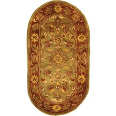 GOLDEN JAIPUR, GREEN / RUST, 2'-3" X 4' Oval, Area Rug