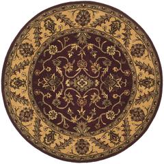 GOLDEN JAIPUR, BURGUNDY / GOLD, 6'-0" X 6'-0" Round, Area Rug