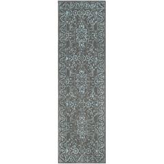 GLAMOUR, BLUE / DARK GREY, 2'-3" X 8', Area Rug