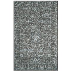 GLAMOUR, BLUE / DARK GREY, 5' X 8', Area Rug