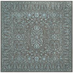 GLAMOUR, BLUE / DARK GREY, 6' X 6' Square, Area Rug