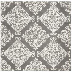 GLAMOUR, DARK GREY / IVORY, 6' X 6' Square, Area Rug