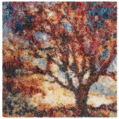 GYPSY, RUST / BLUE, 6'-7" X 6'-7" Square, Area Rug, GYP522C-7SQ