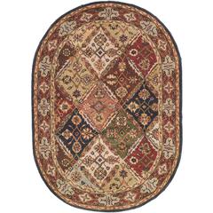HERITAGE, GREEN / RED, 4'-6" X 6'-6" Oval, Area Rug