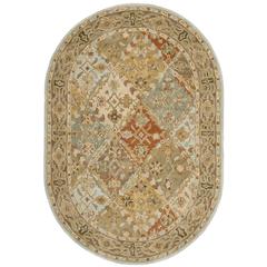 HERITAGE, LIGHT BLUE / LIGHT BROWN, 4'-6" X 6'-6" Oval, Area Rug