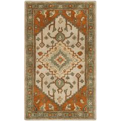 HERITAGE, LIGHT BLUE / RUST, 3' X 5', Area Rug