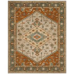 HERITAGE, LIGHT BLUE / RUST, 8' X 10', Area Rug