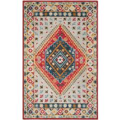 HERITAGE, GREY / RED, 5' X 8', Area Rug