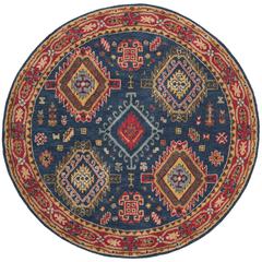 HERITAGE, NAVY / RED, 6' X 6' Round, Area Rug, HG426N-6R