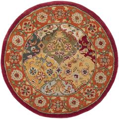 HERITAGE, MULTI / RED, 3'-6" X 3'-6" Round, Area Rug