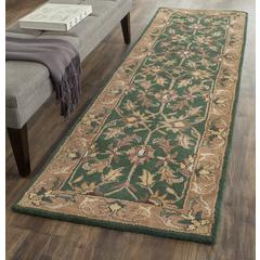 HERITAGE, DARK GREEN / GOLD, 2'-3" X 8', Area Rug