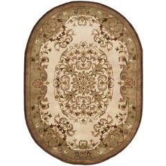 HERITAGE, BEIGE / GREEN, 4'-6" X 6'-6" Oval, Area Rug