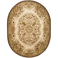 HERITAGE, BEIGE / GREEN, 7'-6" X 9'-6" Oval, Area Rug