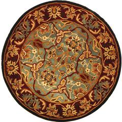 HERITAGE, LIGHT BLUE / RED, 3'-6" X 3'-6" Round, Area Rug