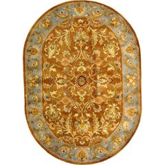 HERITAGE, BROWN / BLUE, 4'-6" X 6'-6" Oval, Area Rug, HG812A-5OV