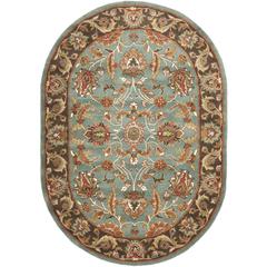 HERITAGE, BLUE / BROWN, 4'-6" X 6'-6" Oval, Area Rug
