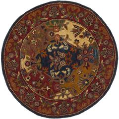 HERITAGE, MULTI / BURGUNDY, 3'-6" X 3'-6" Round, Area Rug