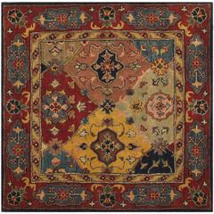 HERITAGE, RED / MULTI, 4' X 4' Square, Area Rug