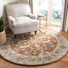 HERITAGE, BROWN / BLUE, 6' X 6' Round, Area Rug, HG968A-6R