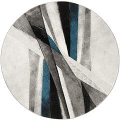 HOLLYWOOD, GREY / TEAL, 5'-3" X 5'-3" Round, Area Rug, HLW710D-5R