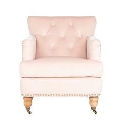 Colin Tufted Club Chair, Blush Pink/White Wash