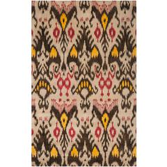 IKAT, BEIGE / BROWN, 5' X 8', Area Rug