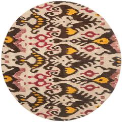 IKAT, BEIGE / BROWN, 6' X 6' Round, Area Rug