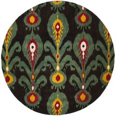 IKAT, CHARCOAL / BLUE, 6' X 6' Round, Area Rug, IKT219A-6R