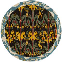 IKAT, CHARCOAL / BLUE, 6' X 6' Round, Area Rug, IKT221A-6R