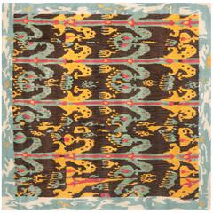 IKAT, CHARCOAL / BLUE, 6' X 6' Square, Area Rug, IKT221A-6SQ