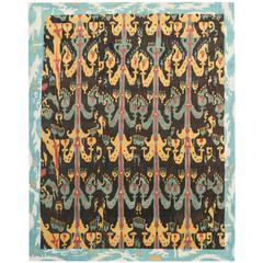 IKAT, CHARCOAL / BLUE, 8' X 10', Area Rug