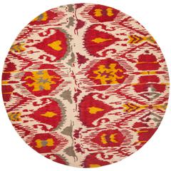 IKAT, IVORY / RED, 6' X 6' Round, Area Rug