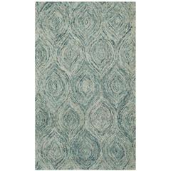 IKAT, IVORY / SEA BLUE, 3' X 5', Area Rug