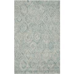 IKAT, IVORY / SEA BLUE, 5' X 8', Area Rug