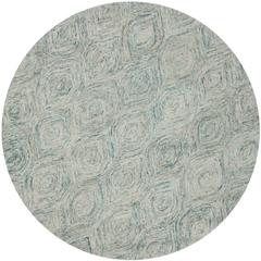 IKAT, IVORY / SEA BLUE, 6' X 6' Round, Area Rug