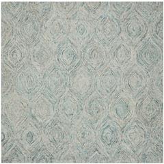 IKAT, IVORY / SEA BLUE, 6' X 6' Square, Area Rug