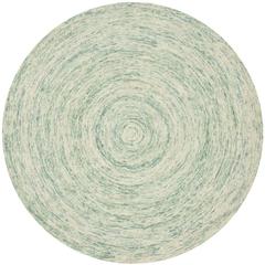 IKAT, IVORY / BLUE, 6' X 6' Round, Area Rug
