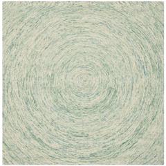 IKAT, IVORY / BLUE, 6' X 6' Square, Area Rug