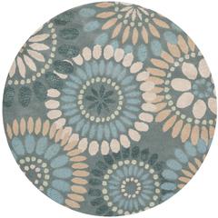 JARDIN, GREY / BLUE, 6' X 6' Round, Area Rug