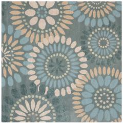 JARDIN, GREY / BLUE, 6' X 6' Square, Area Rug